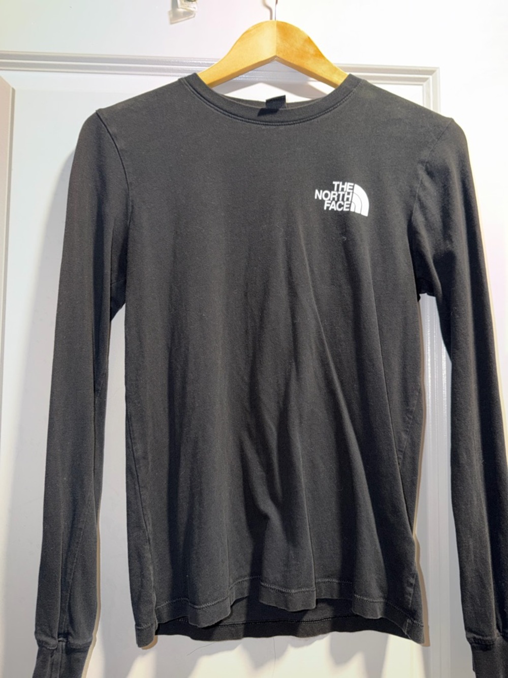 The North Face Black Long Sleeve Crew Tee with White Logo